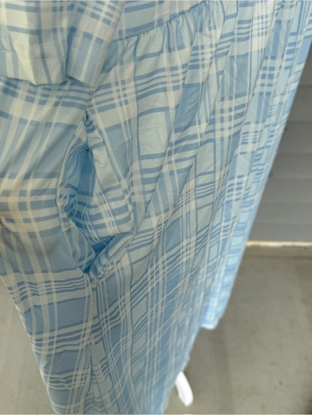 NWOT Women's 1XL/14 Blue Plaid U-Neck Empire Waist Midi Dress Teacher Church_4